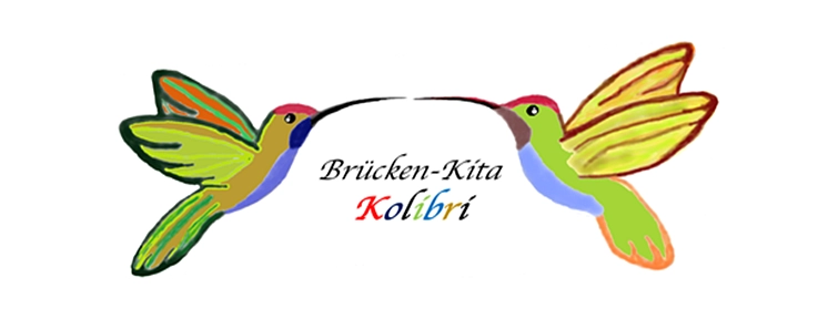 Logo Brücken-Kita Kolibri Logo der Brücken-Kita Kolibri mit zwei bunten Kolibris. © Amt Trittau