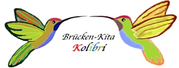 Logo Brücken-Kita Kolibri Logo der Brücken-Kita Kolibri mit zwei bunten Kolibris und dem Schriftzug Brücken-Kita Kolibri. © Brücken-Kita Kolibri